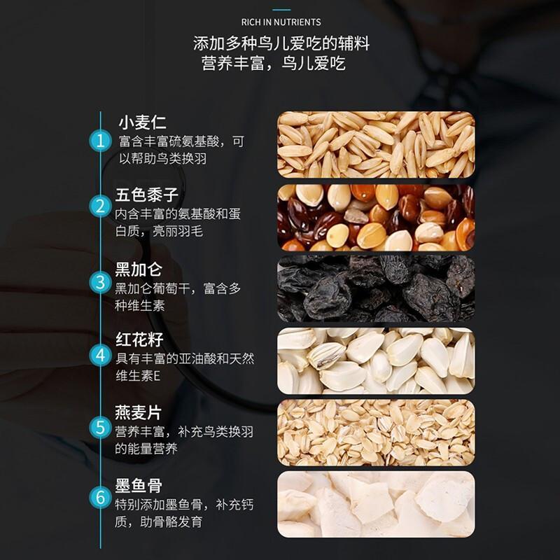 洁西 八哥鹩哥鸟食鸟粮虎皮鹦鹉画眉文鸟牡丹玄凤鸟粮