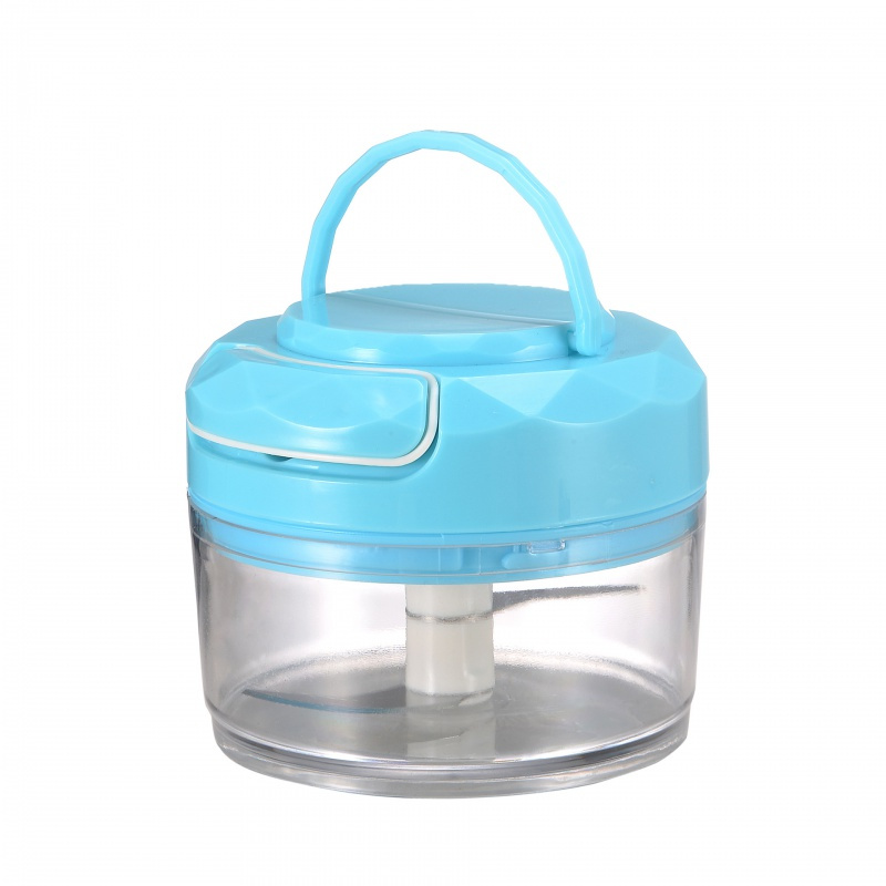 拉蒜压蒜器碎蒜捣蒜泥蒜蓉搅蒜器切蒜绞蒜机厨房迷你手动电动 敬平 钻石蓝款有提手+备用刀片研磨碗(碎物器)