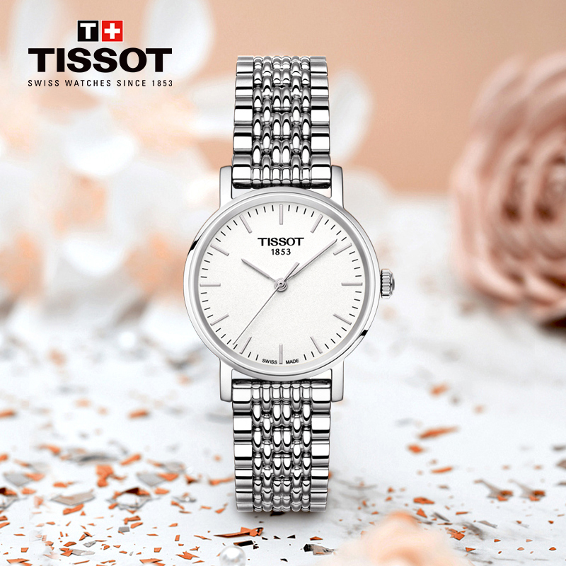 [热卖推荐]天梭(TISSOT)瑞士手表 简约时尚气质 魅时系列钢带女士石英表T109.210.11.031.00 礼物