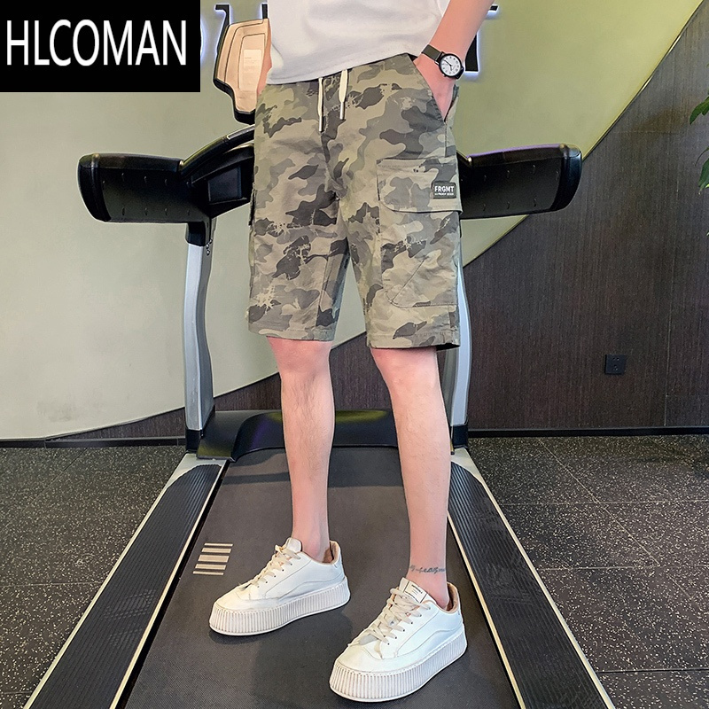 hlcoman迷彩工装短裤男士夏季2024新款痞帅五分裤直筒男装休闲中裤子