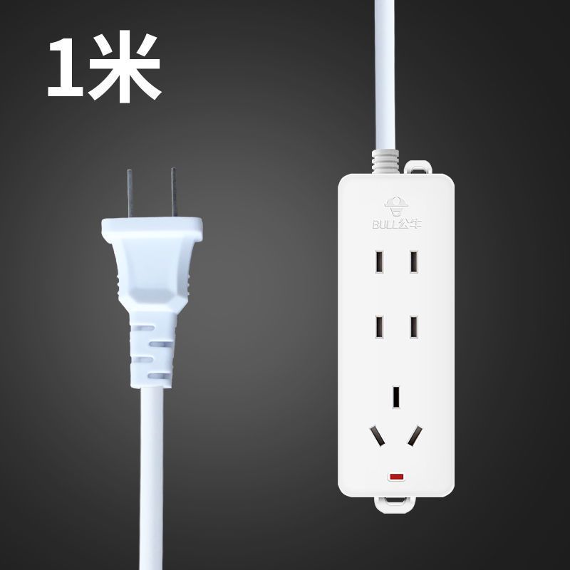 两脚/公牛三插位迷你101A 全长0米(单插座) 插座板两项插头二2相角脚孔插排带线家用插座多孔多功能无线