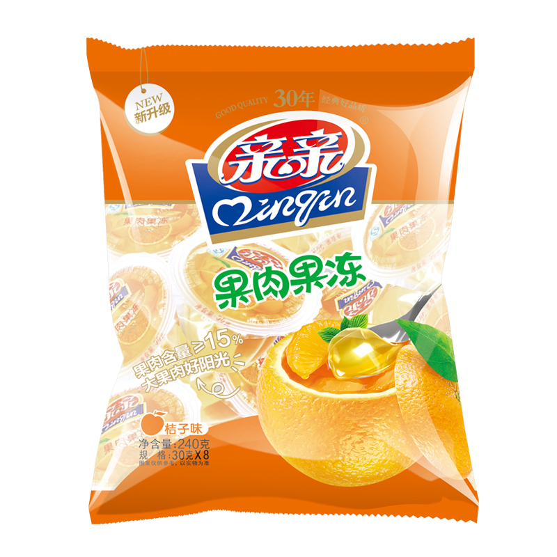 亲亲果冻布丁桔子味果肉果冻240g休闲零食