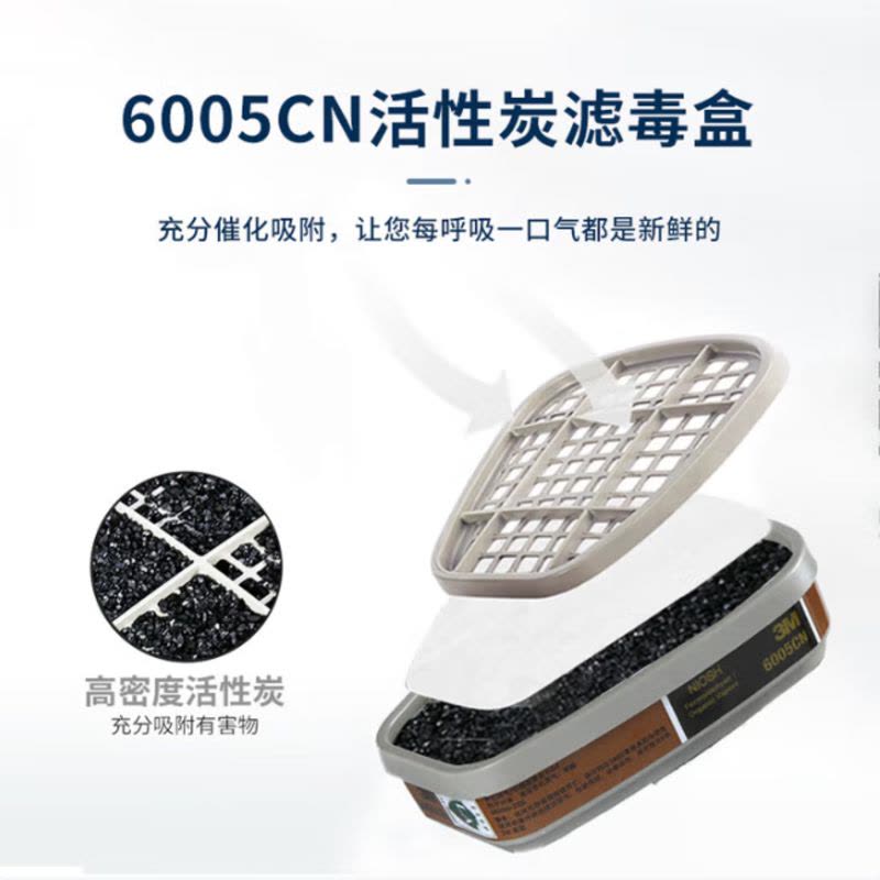 3M 6200防毒面具口罩防尘防有毒气体防甲醛防有机蒸气等配6005滤毒盒图片