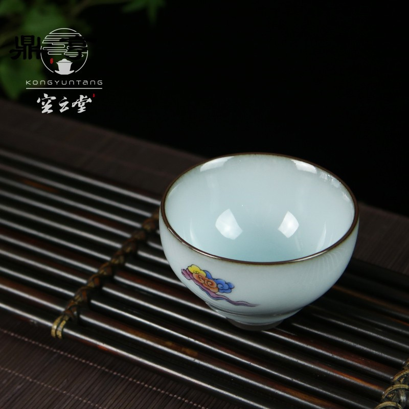 鼎亨 景德镇纯手工主人杯 收藏级官窑玛瑙釉茶杯品茗杯汝窑茶具