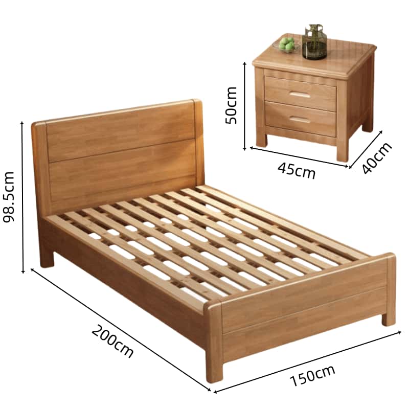 鑫木樽实木床+床头柜1.5米套高清大图