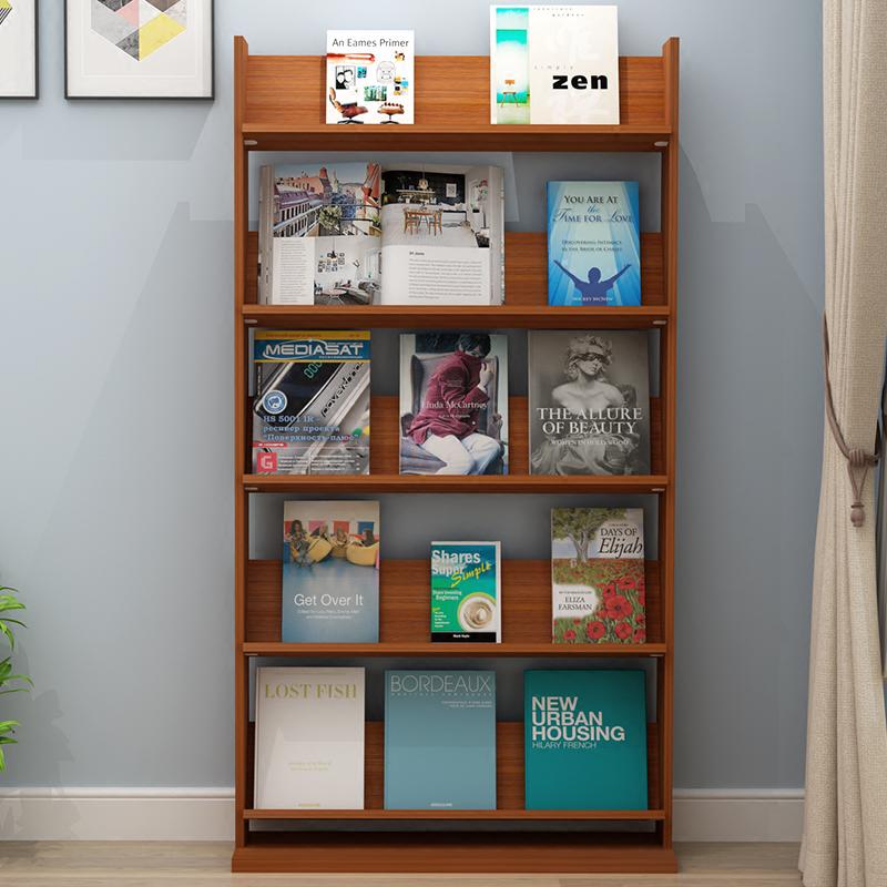森美人落地式木质书报架陈列架宣传资料展示架杂志架报刊架图书货架书架高清大图