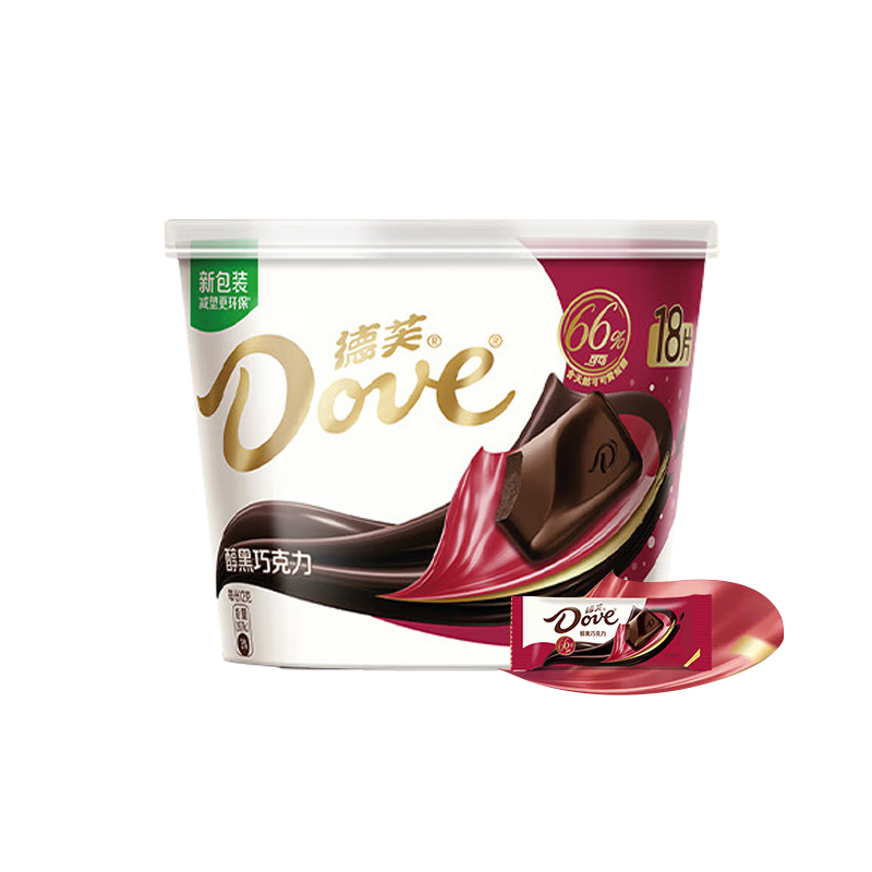 德芙全家桶 66%可可脂倍醇黑巧克力 碗装216g 休闲零食 生日礼物