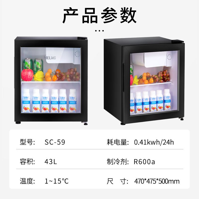 美菱 (MELING)立式家用冰吧 冷藏保鲜迷你展示柜 茶叶水果护肤品小型冰柜SC-59