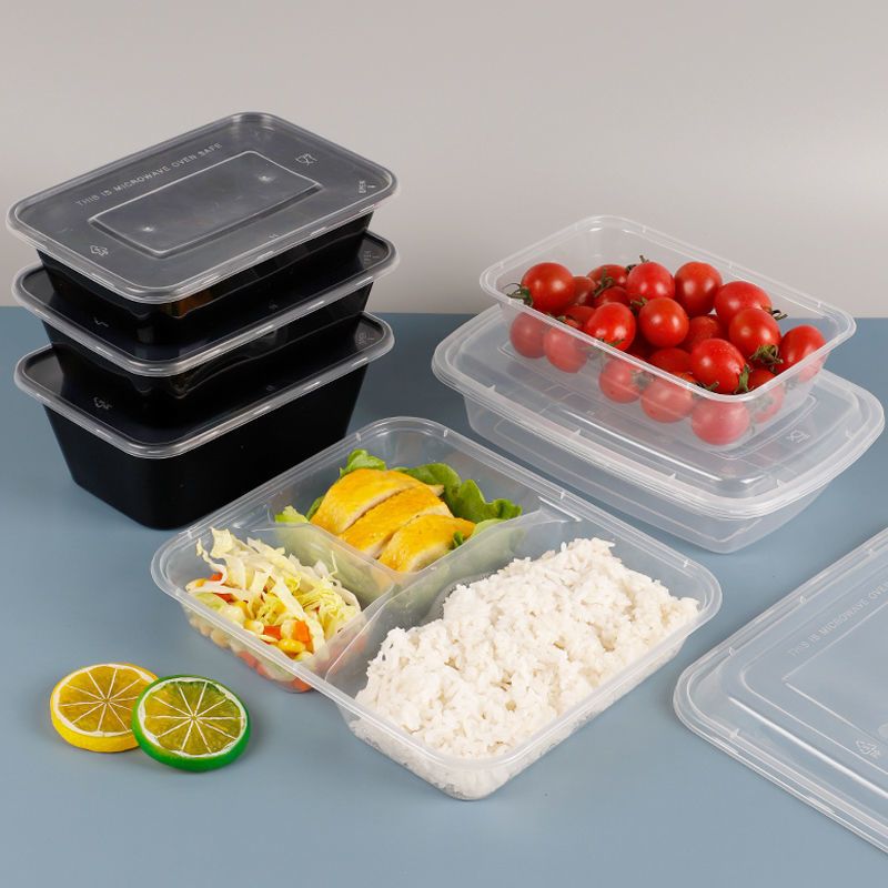 一次性长方形餐盒透明塑料外卖便当打包盒保鲜盒加厚带盖饭盒批发方