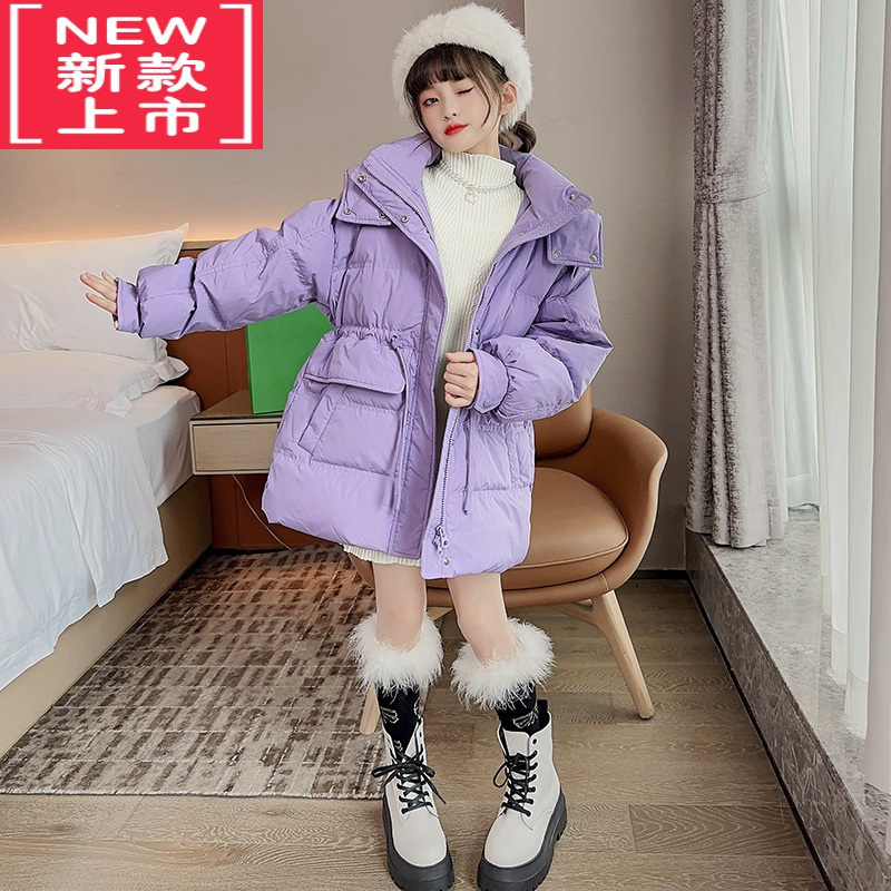 可莉允女童棉服2022新款冬季加厚儿童棉衣外套中大童女孩洋气抽绳棉袄潮