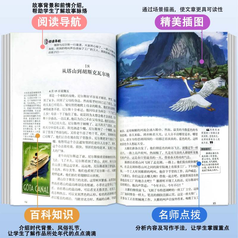 简·爱 [正版]尼尔斯骑鹅旅行记原著历险记完整无删减版原版六年级下册必读的课外书米尔斯美绘珍藏快乐读书吧全套小学生课外书