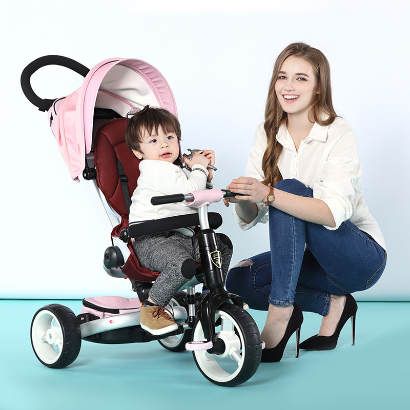 小虎子 高景观折叠儿童三轮车可坐可躺婴儿手推车轻便铝合金童车T600