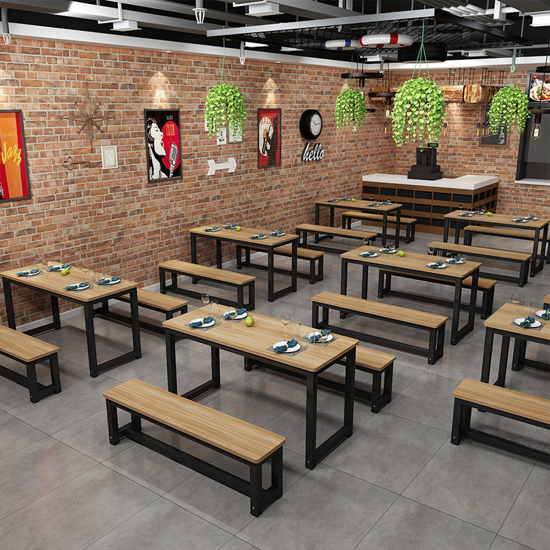 鑫金虎 圆角餐桌椅组合快餐小吃奶茶店餐厅成套桌椅组合学校公司食堂饭店餐桌简约家用商用