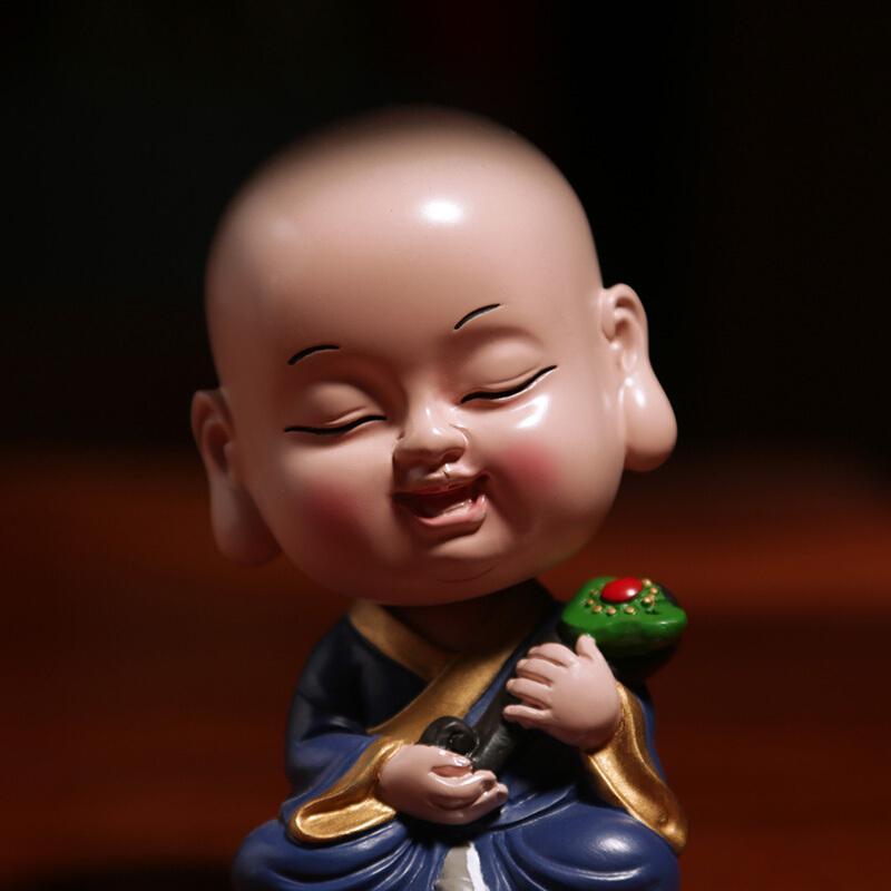 适用于摇头小沙弥汽车装饰车内饰品车载摆件禅意书房办公桌摆设