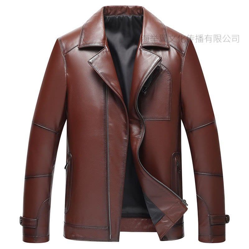 海宁男士真皮皮衣短款头层牛皮真皮夹克男西装领商务外套春秋季图片