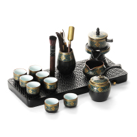 領藝 古韵懒人功夫茶具套装家用小套带茶盘陶瓷自动泡茶器中式茶礼 [礼盒装]古韵自动13头配墨雪
