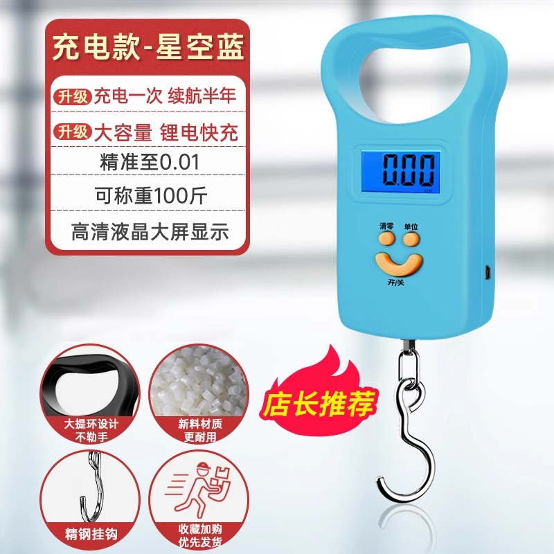 [补贴10%]迷你弹簧手提电子秤商用便携式小型高精度家用50kg快递称买菜小称