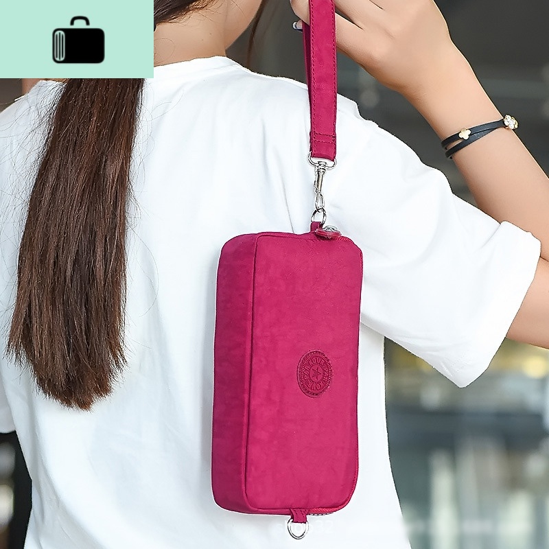 新款女士布艺大容量尼龙长款零钱包卡包手拿包手包钱袋女包包NEW LAKE 玫红