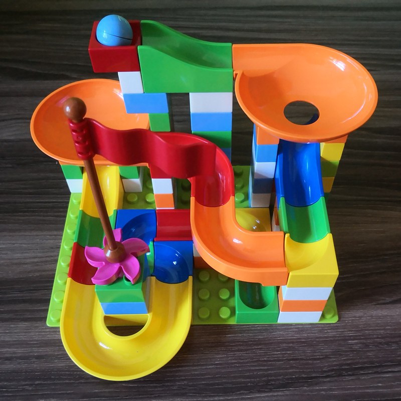 百变滑道积木大颗粒拼装积木颗粒儿童组装拼插玩具36周岁296颗粒滑道