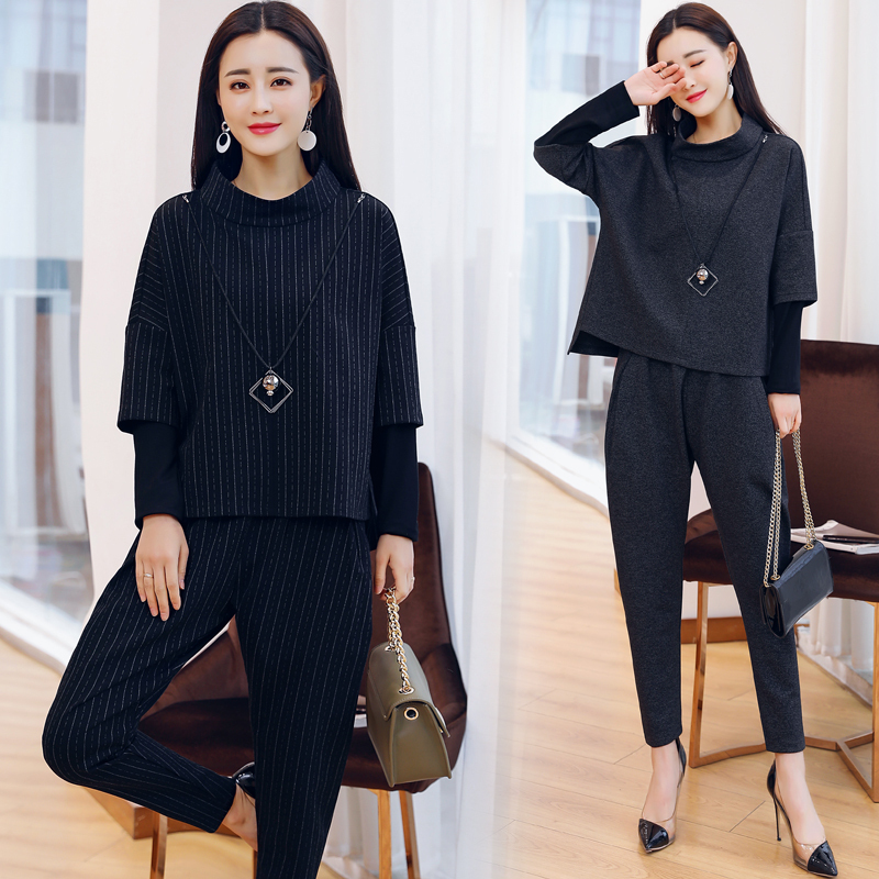 女士秋季新品女装名媛休闲气质小香风外套修身长裤时髦两件套装潮