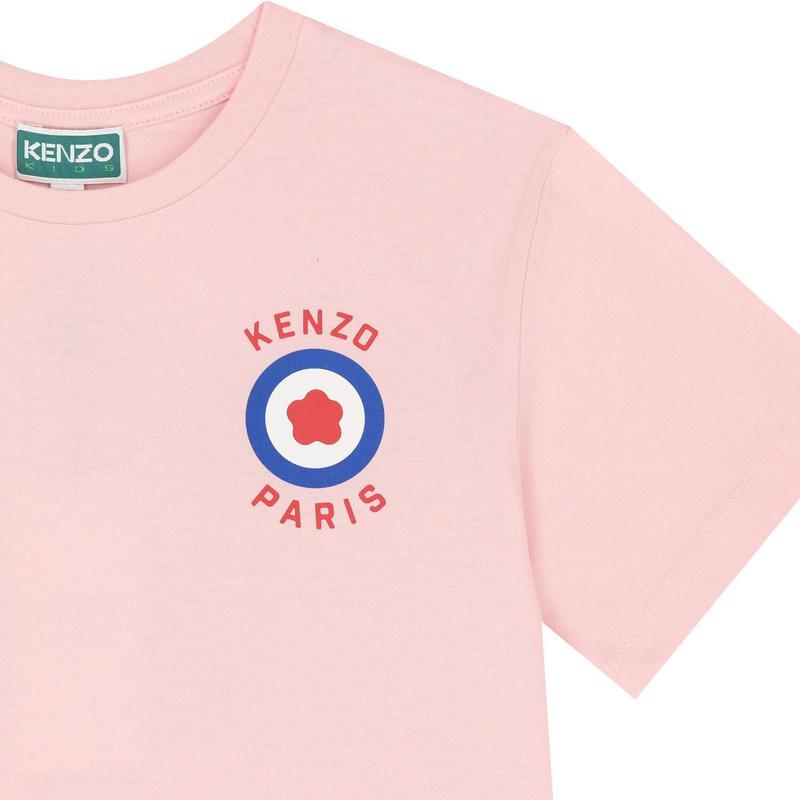 高田贤三(Kenzo)女童圆领棉质短袖T恤胸前徽标印花休闲百搭套头衫