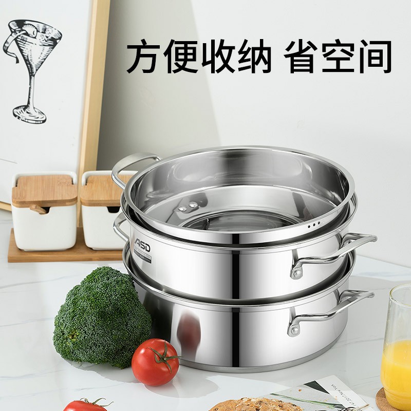 不锈钢三层复底蒸锅(28cm)高清大图