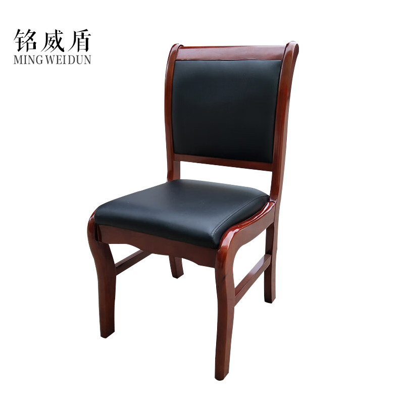 铭威盾会议椅皮面靠背椅无扶手橡木款