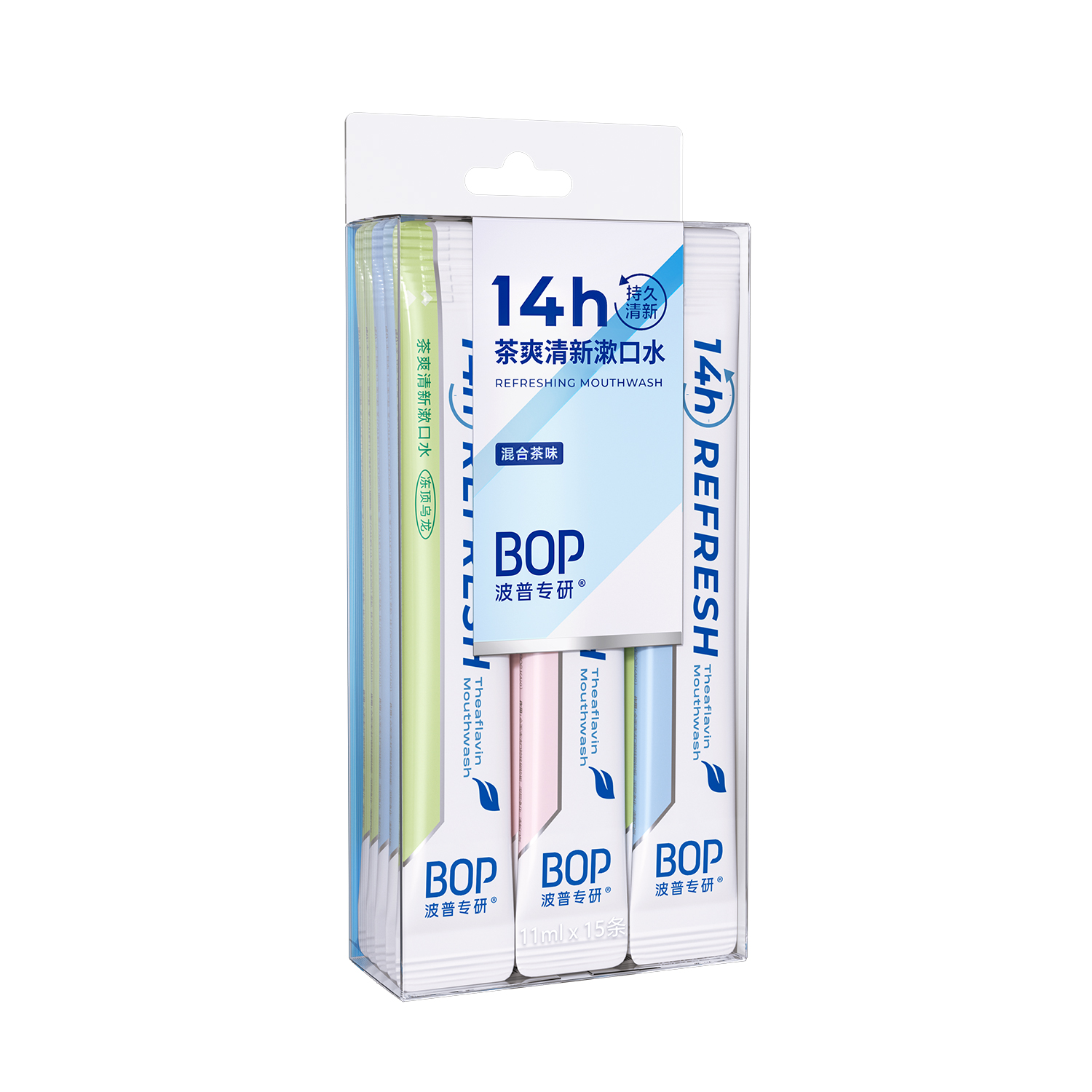BOP波普专研茶爽清新漱口水混合茶味15条装高清大图