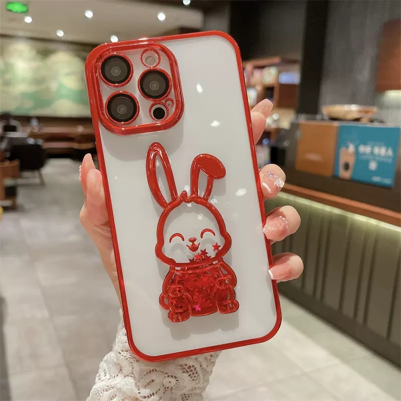 安美宝 流沙兔子苹果14手机壳13潮牌卡通iPhone12proMAX立体创意11保护套适用14plus兔年女个性男新款