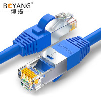 博扬 六类屏蔽网络跳线 CAT6低烟无卤FTP千兆成品网线 10米 蓝BY-LSZH-610BP条