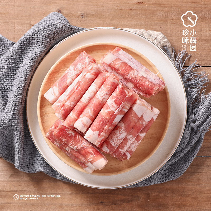 苏宁极物X珍味小梅园 雪花牛肉卷500g*3包 谷饲牛肉 鲜嫩多汁涮炒烤多种吃法