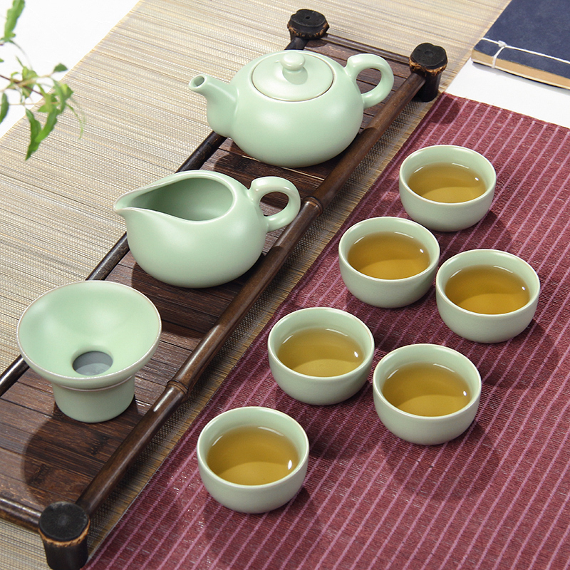 常生源 功夫茶具套装 仿宋汝窑开片茶壶茶杯陶瓷茶漏整套 汝窑怡然
