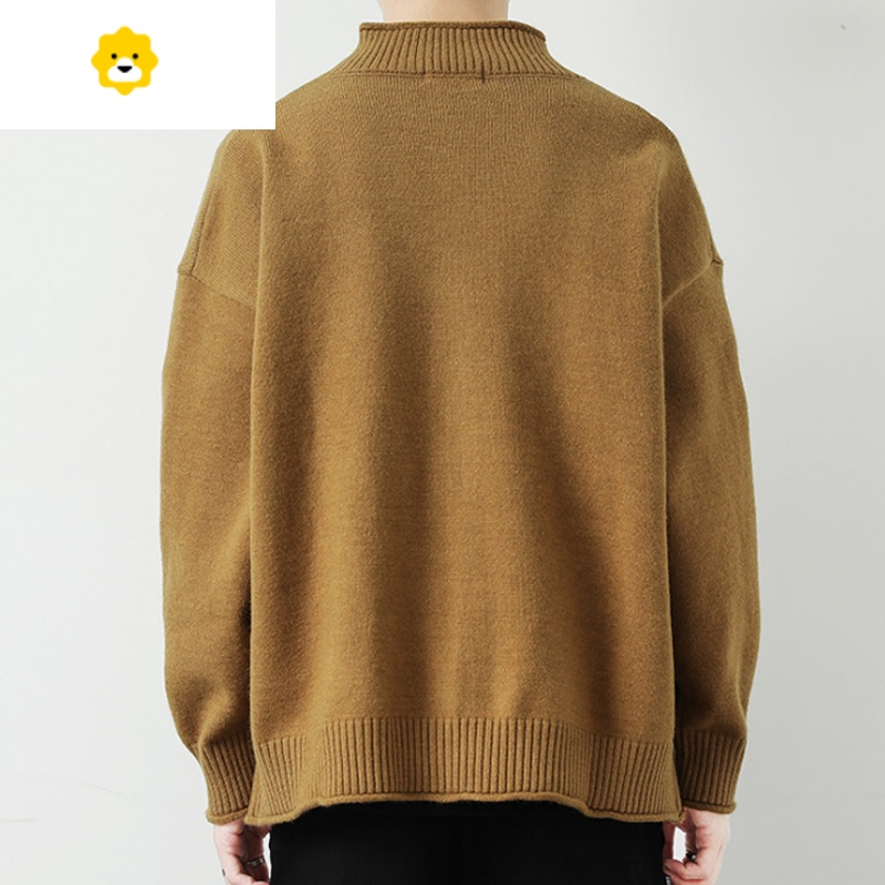 开衫毛衣男外套春秋季宽松立领纯色针织衫男士潮牌日系加厚毛线衣