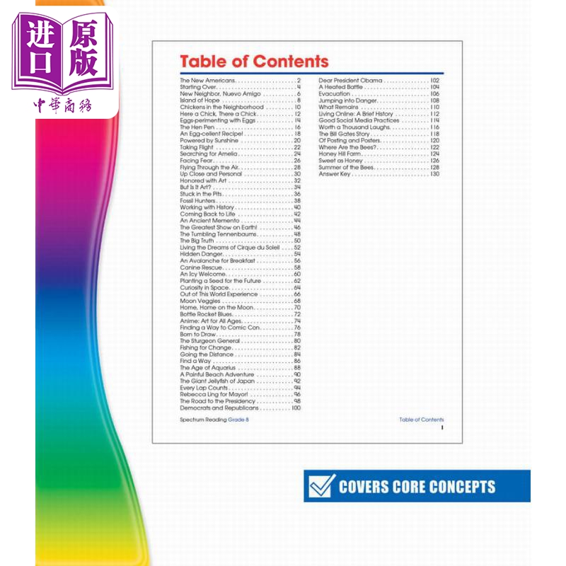 [正版] 光谱练习册 阅读系列 8年级 Carson Dellosa Spectrum Reading Grade高清大图