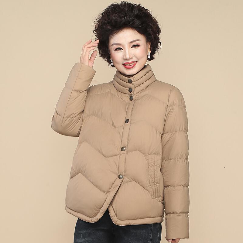 迪鲁奥(DILUAO)妈妈羽绒服女短款小羽绒服中年秋冬装洋气外套2021新款中老年羽绒服品牌女装