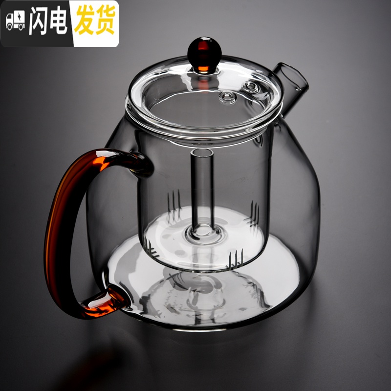 三维工匠加厚耐热全玻璃煮茶壶大容量蒸茶壶电陶炉烧水茶具过滤花茶泡茶壶 玻璃蒸茶壶[1.2]+赠2个玻璃茶杯高清大图
