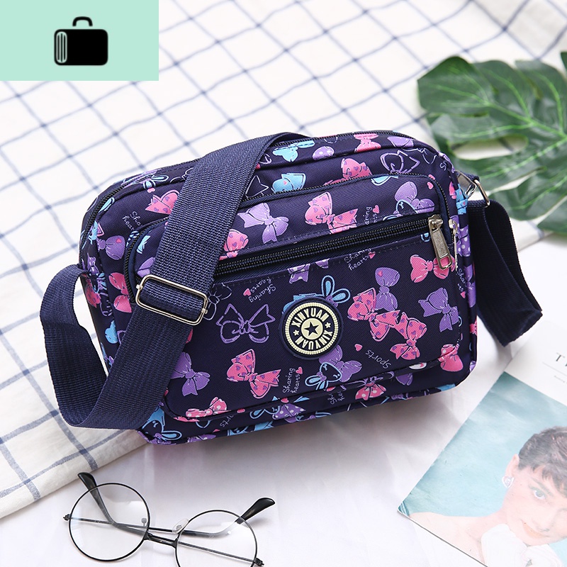 2019新款中年女包女士包包尼龙牛津纺帆布包单肩斜挎包防水妈妈包NEWLAKE 蝴蝶结