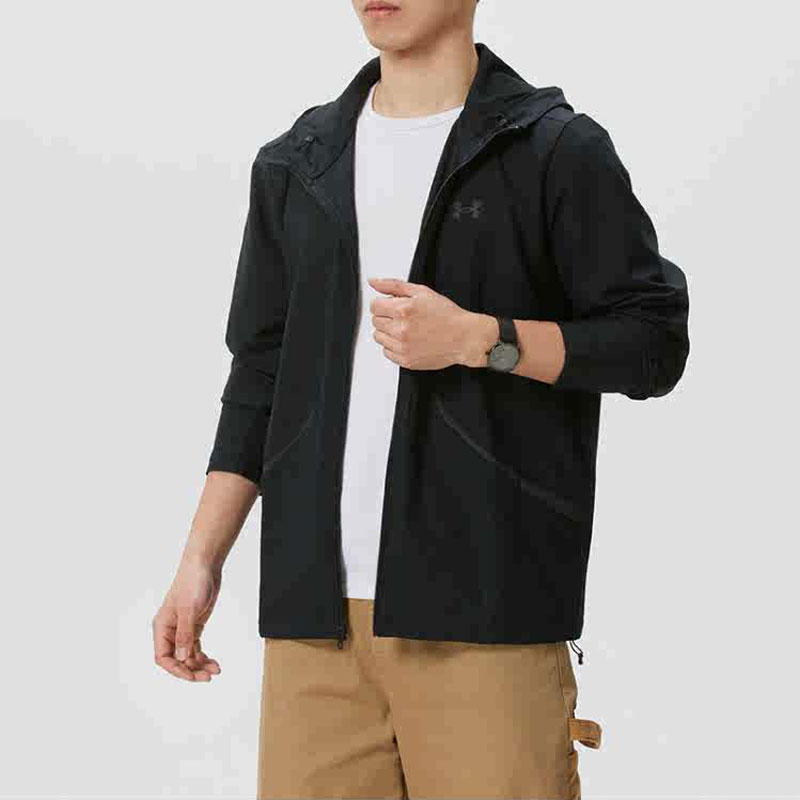 安德玛(Under Armour)男装新款运动服户外跑步健身训练外套时尚潮流休闲夹克6005889-001 ZP 6014621-001/黑色 M
