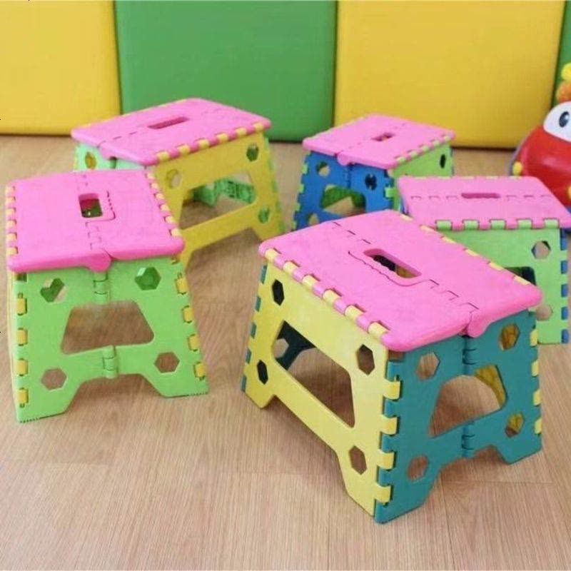 加厚塑料折叠凳户外便携式折叠椅子火车小凳子家用马扎成人小板凳 大号蓝色1个装送洗刷大王2个图片