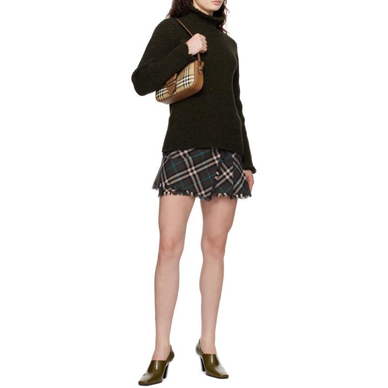 博柏利(BURBERRY)女士单肩包时尚格纹拼接连帽斜挎包小巧便携日常
