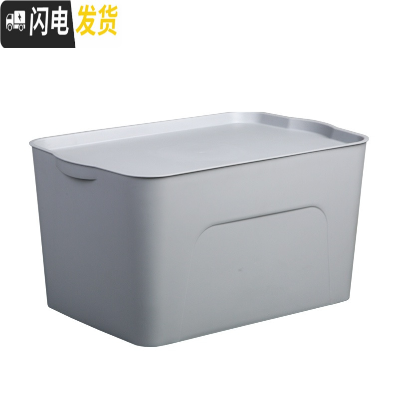 三维工匠内衣塑料北欧纯色收纳箱玩具收纳盒整理箱书箱爱丽丝 灰色28L45*29.5*24.5cm有盖
