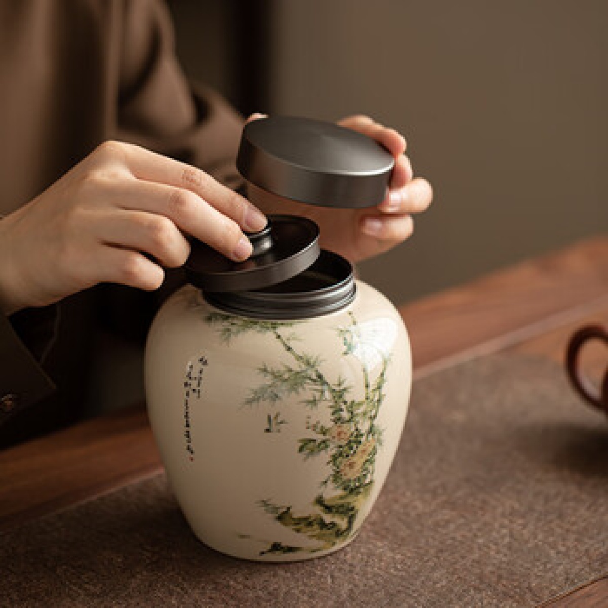 苏氏陶瓷(SUSHI CERAMICS)茶叶罐竹庭雅致陶瓷储物罐大密封罐_高清大图