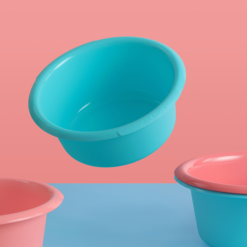 茶花(CHAHUA)耐用加深家用洗衣盆塑料盆子 粉色 36cm 116006高清大图