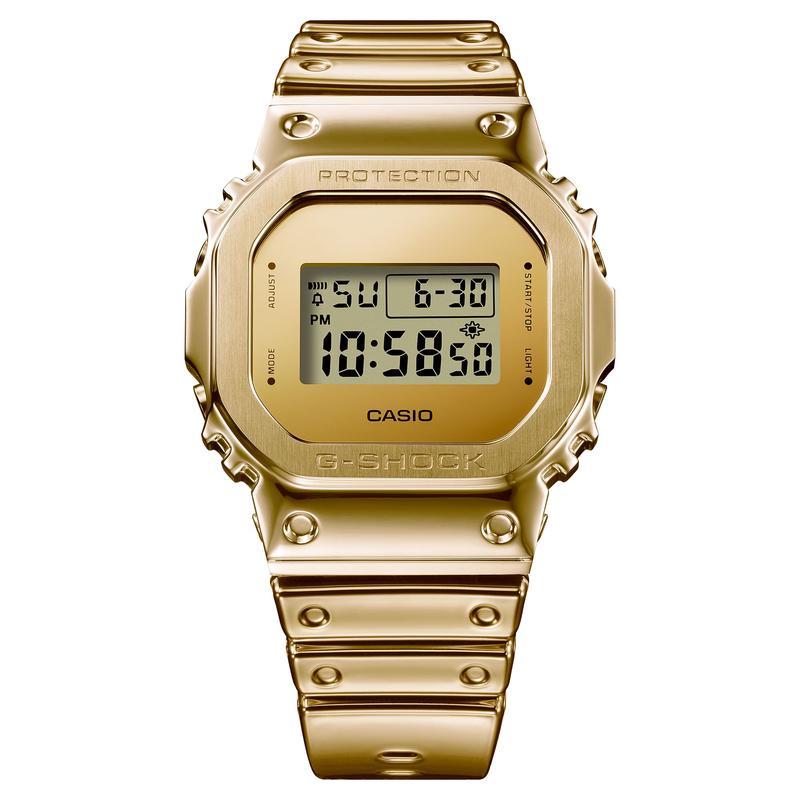 CASIO GM金调配酷感男款日韩潮流金属胶带头层手表