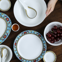 苏氏陶瓷 SUSHI CERAMICS 餐具套装 景泰蓝精品餐具陶瓷碗盘碟勺子10头釉中彩餐具精美礼盒装