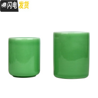 三维工匠龙泉青瓷创意时尚文具毛笔圆珠笔铅笔多功能复古办公圆形陶瓷笔筒 大号哥窑铁线粉青笔筒