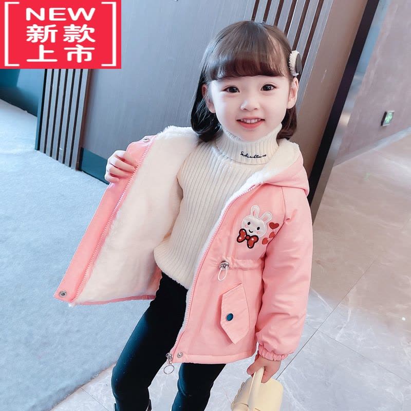 可莉允女童加绒外套秋冬新款加厚中长款棉衣女宝宝冬季棉服派克服小童潮图片