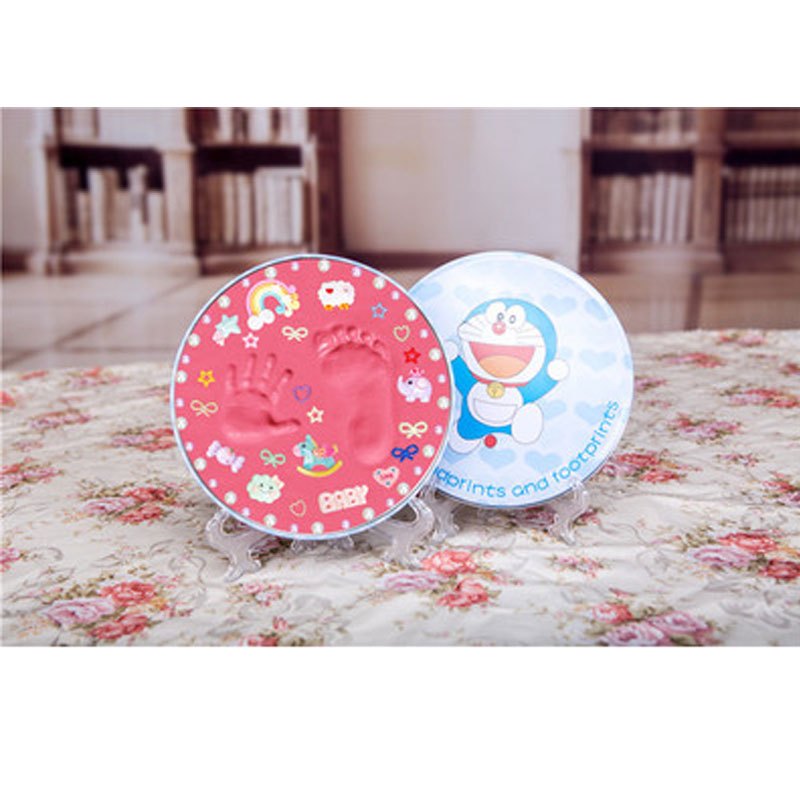 D啦A梦+天蓝泥/海蓝泥/粉泥/红泥/紫泥--婴儿宝宝手脚印手印泥手足印泥儿童新生儿出生百天周岁纪念品礼物