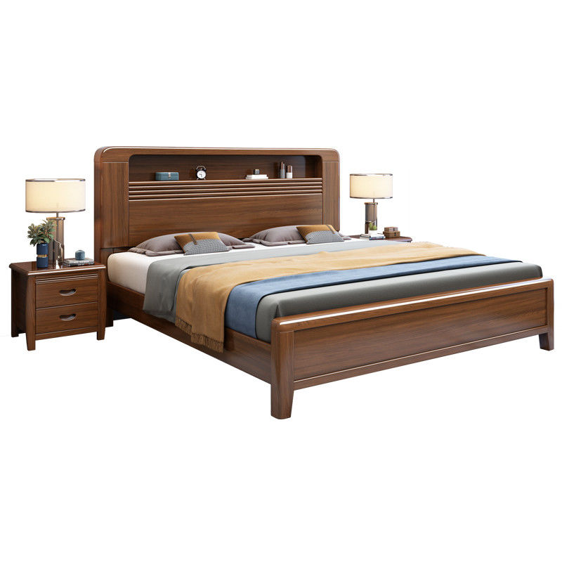 兰秀家居北欧实木床1.5米单床1.8米双人床现代简约实木高箱储物床