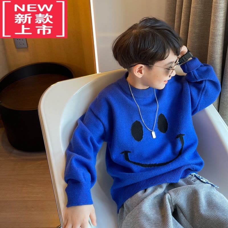 可莉允男童毛衣2022秋冬新款中大童男孩圆领上衣儿童休闲针织打底衫洋气图片